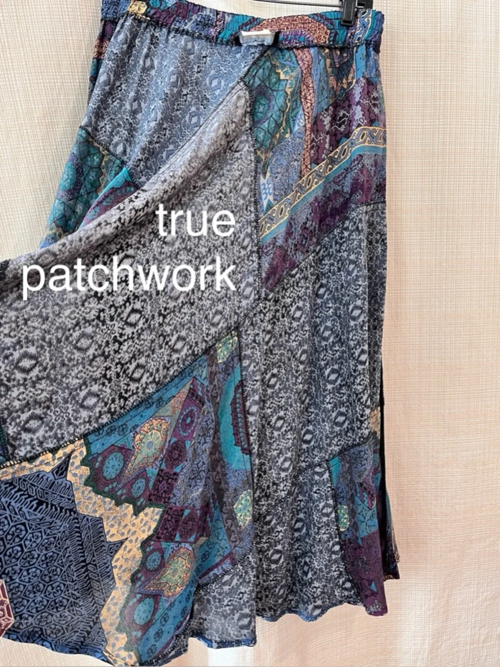 Vintage Patchwork Whimsigoth Carol Little Skirt Witchy Boho Festival - Picture 10 of 13